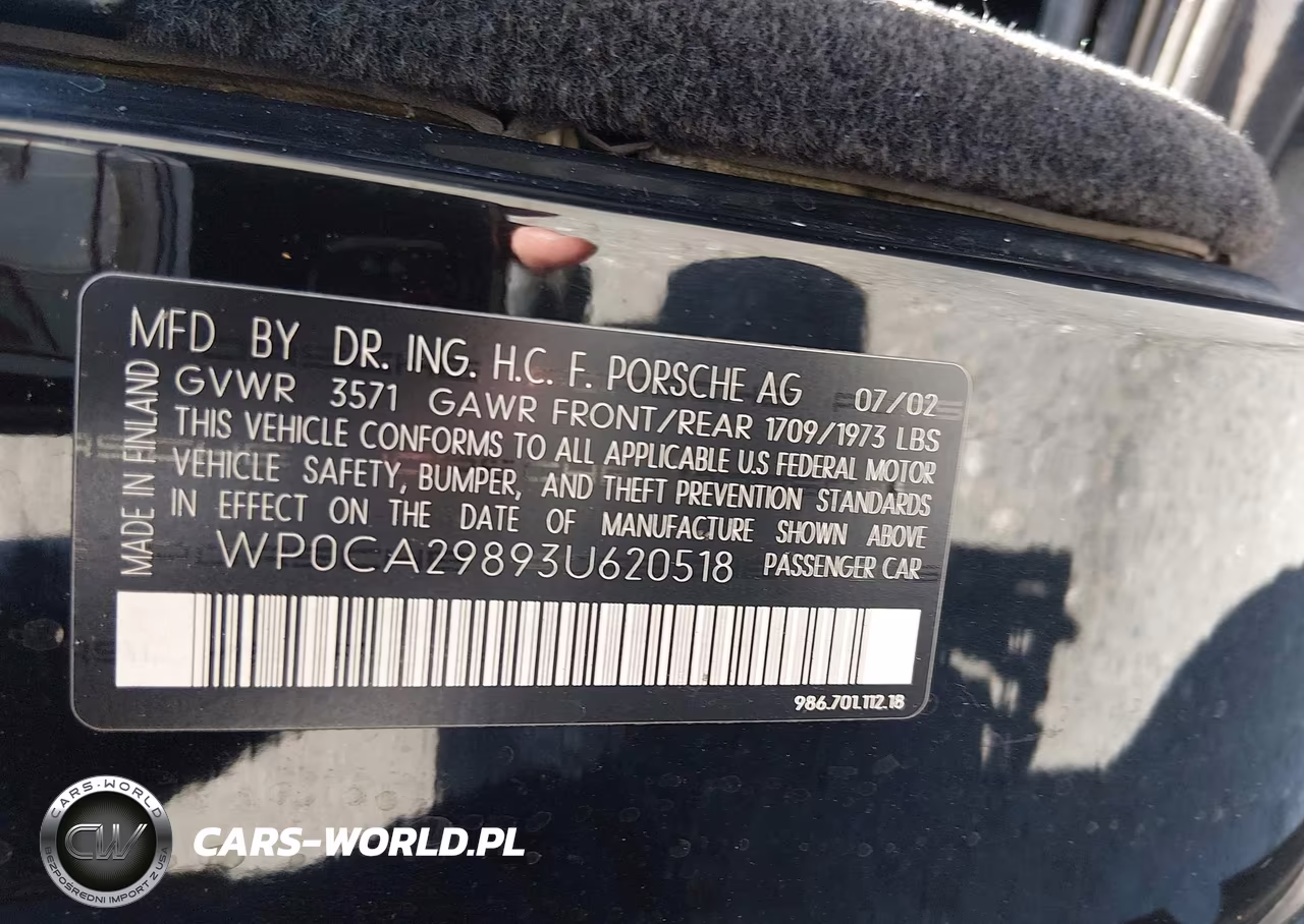 2003 Porsche Boxster VIN:WP0CA29893U620518 - 9