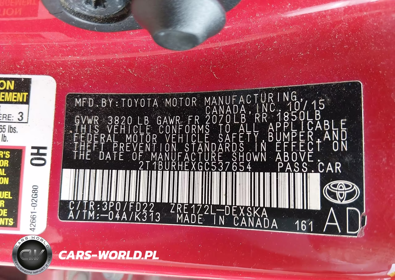 2016 Toyota Corolla S W-Special Edition Pkg VIN:2T1BURHEXGC537654 - 9