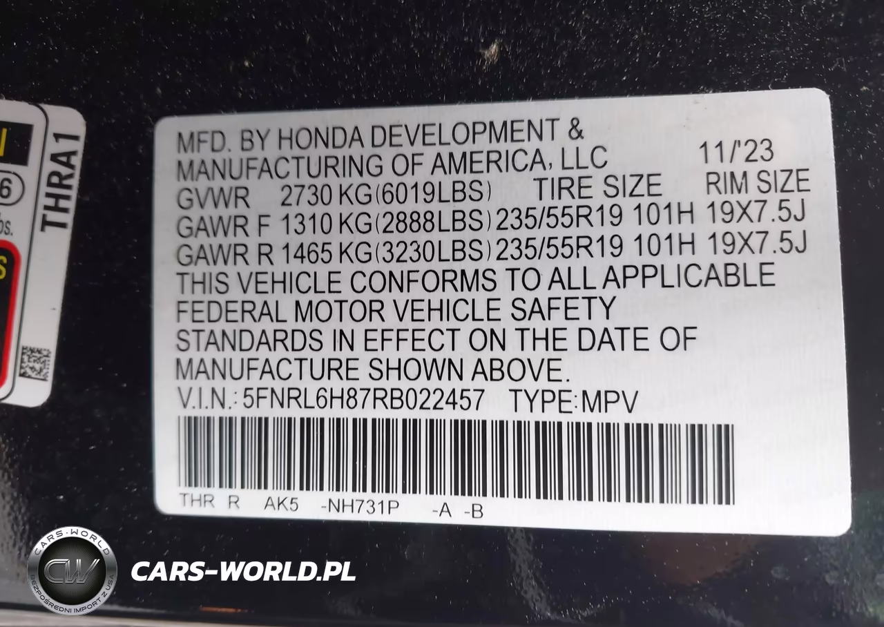 2024 Honda Odyssey Touring VIN:5FNRL6H87RB022457 - 9