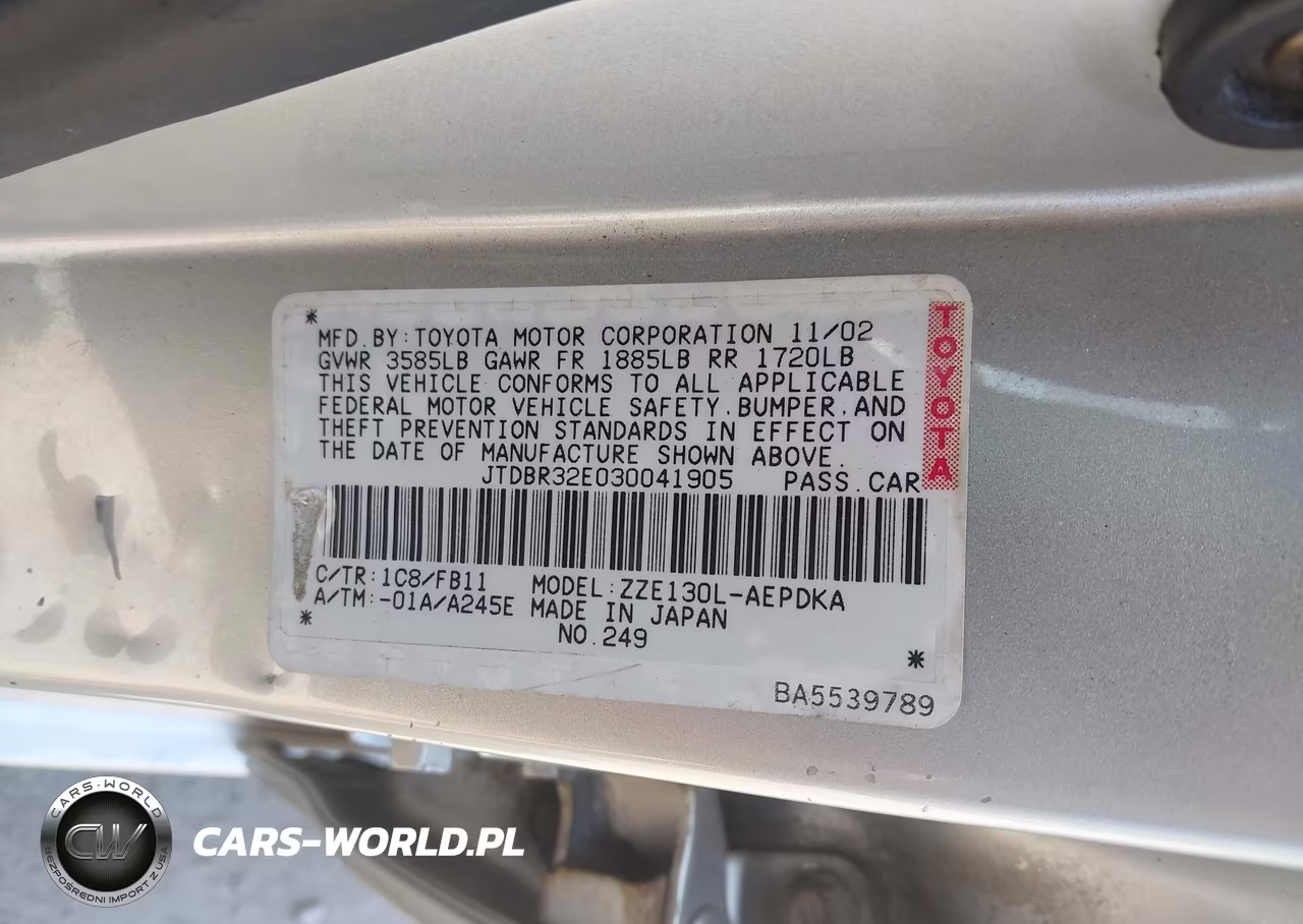 2003 Toyota Corolla Ce-Le VIN:JTDBR32E030041905 - 9