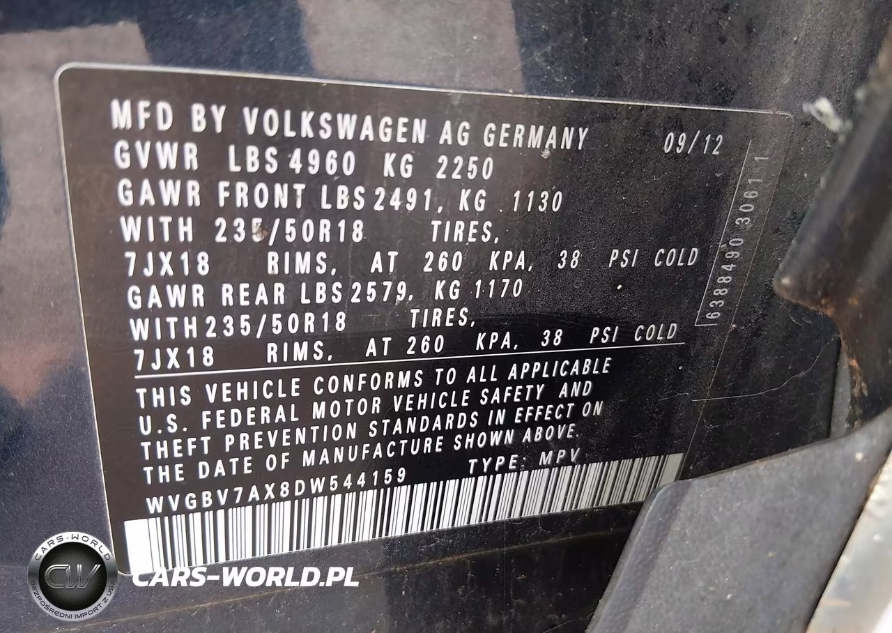 2013 Volkswagen Tiguan Se VIN:WVGBV7AX8DW544159 - 9