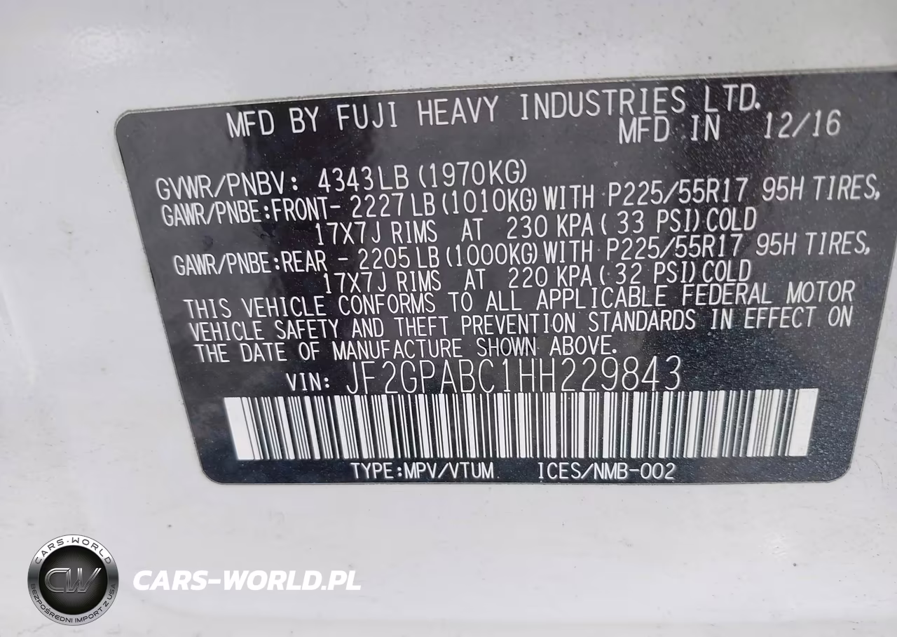 2017 Subaru Crosstrek 2.0I Premium VIN:JF2GPABC1HH229843 - 9