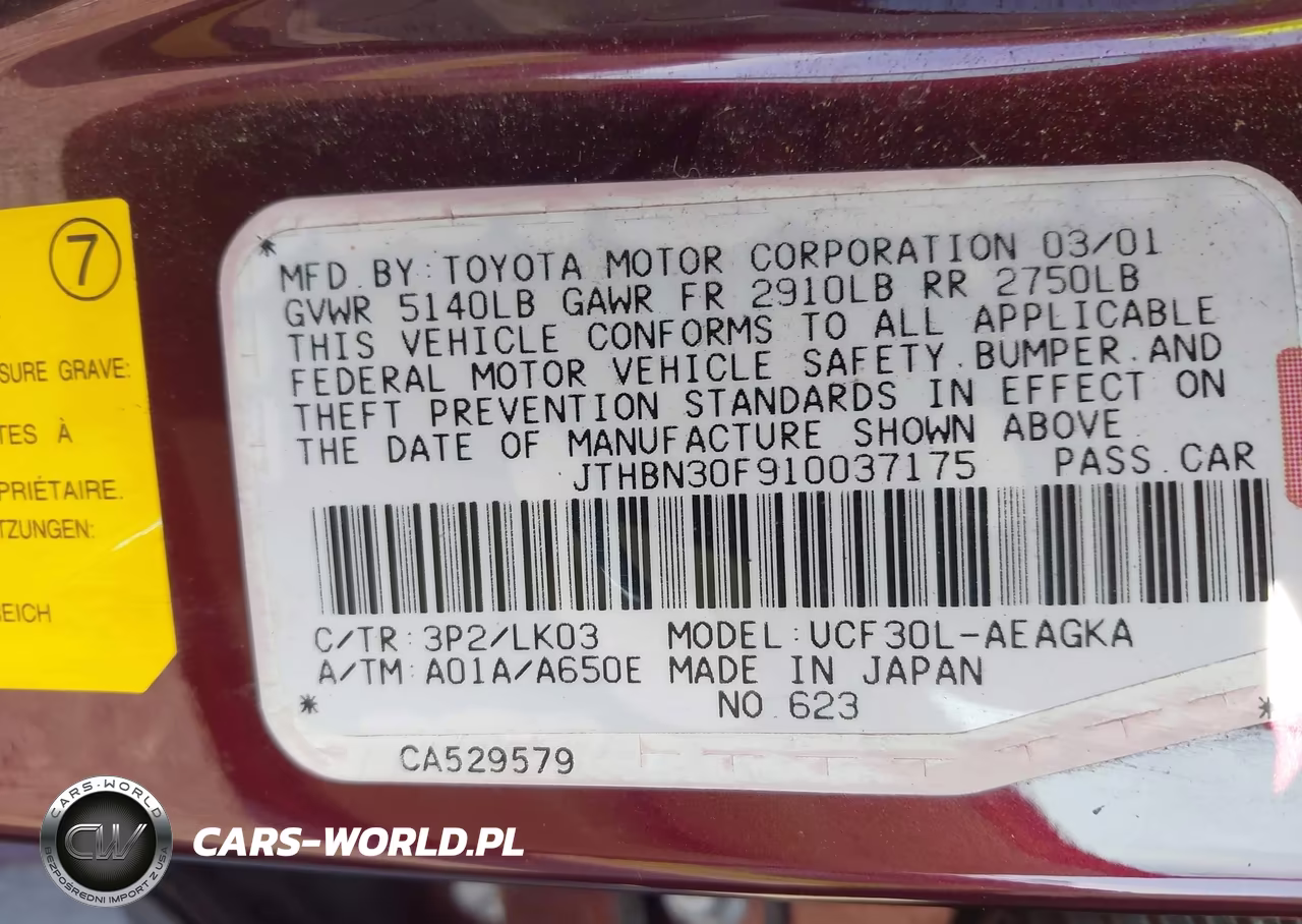 2001 Lexus Ls 430 VIN:JTHBN30F910037175 - 9
