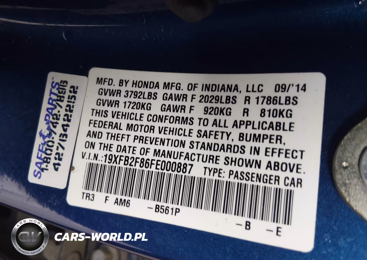 2015 Honda Civic Ex VIN:19XFB2F86FE000887 - 9