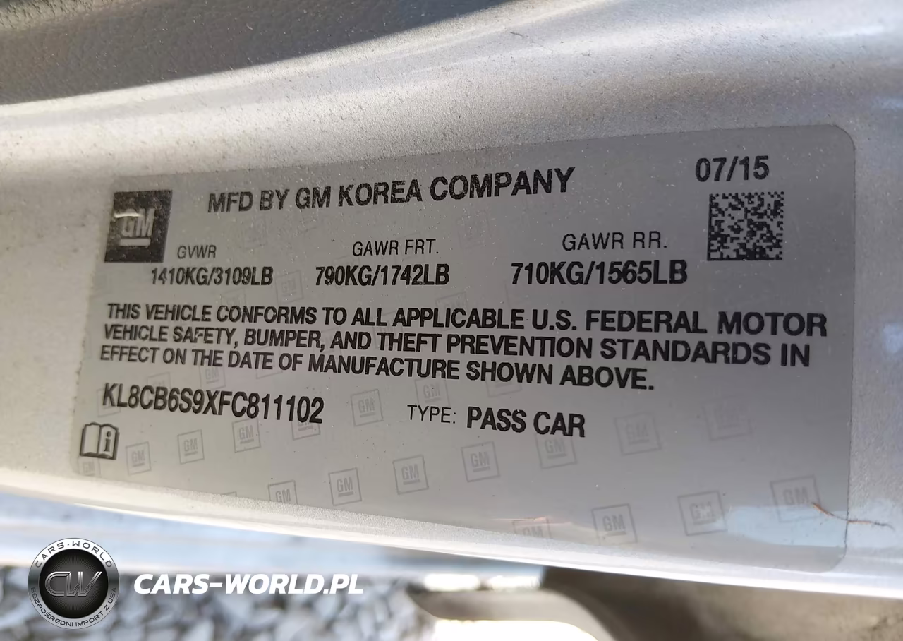 2015 Chevrolet Spark Ls Cvt VIN:KL8CB6S9XFC811102 - 9