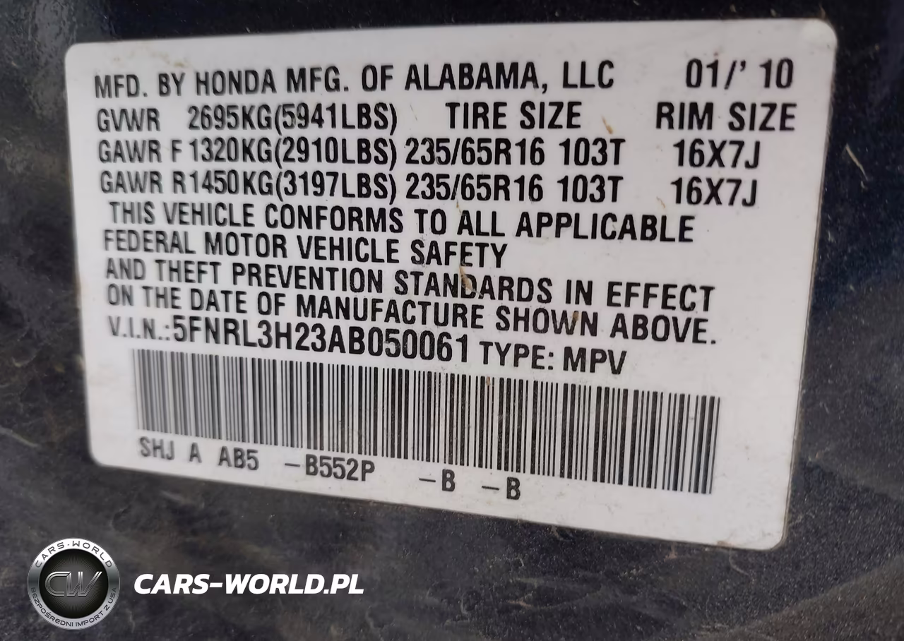 2010 Honda Odyssey Lx VIN:5FNRL3H23AB050061 - 9