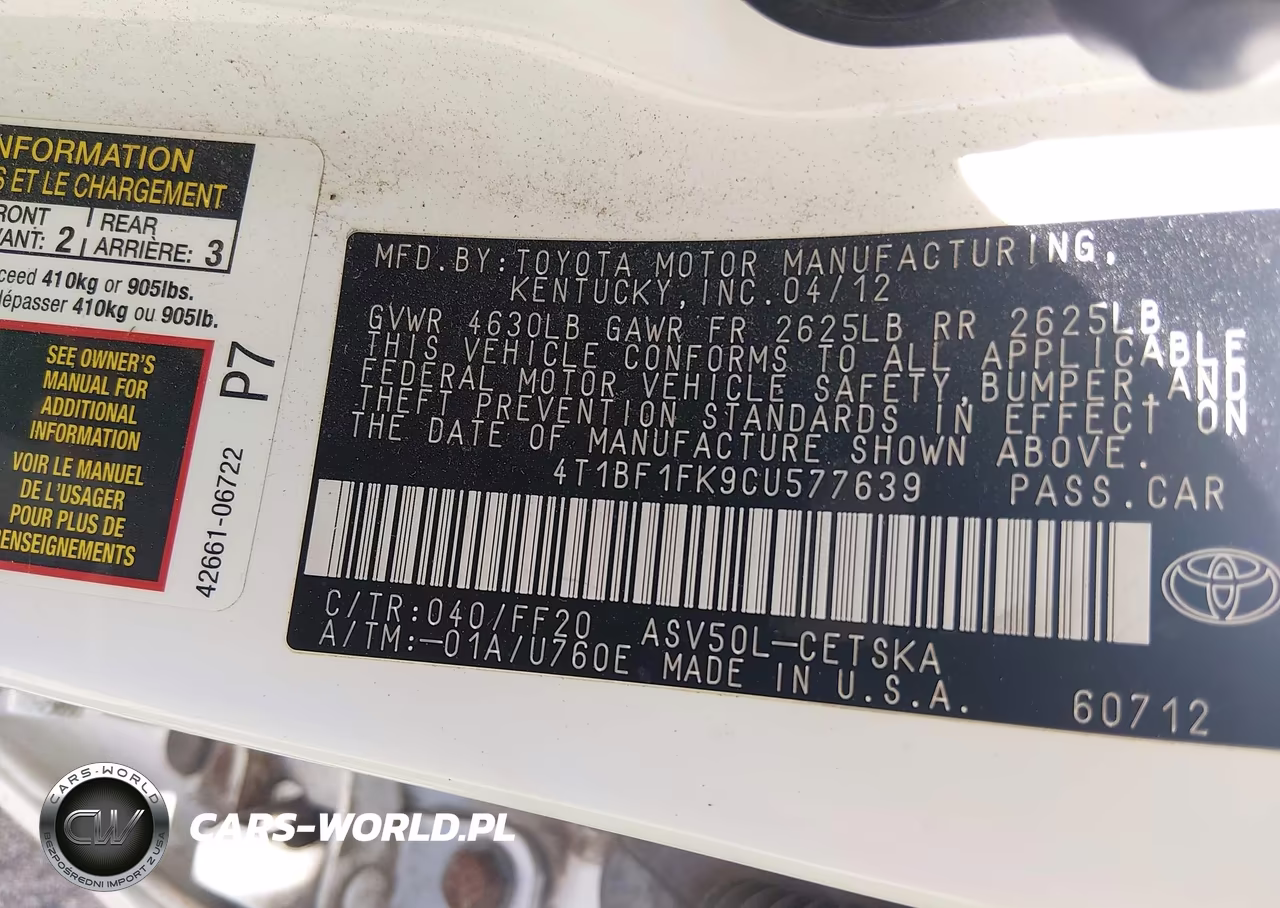 2012 Toyota Camry Se VIN:4T1BF1FK9CU577639 - 9