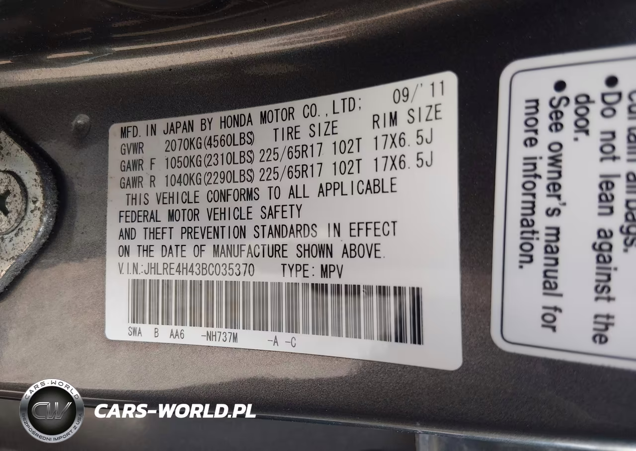 2011 Honda Cr-V Se VIN:JHLRE4H43BC035370 - 9