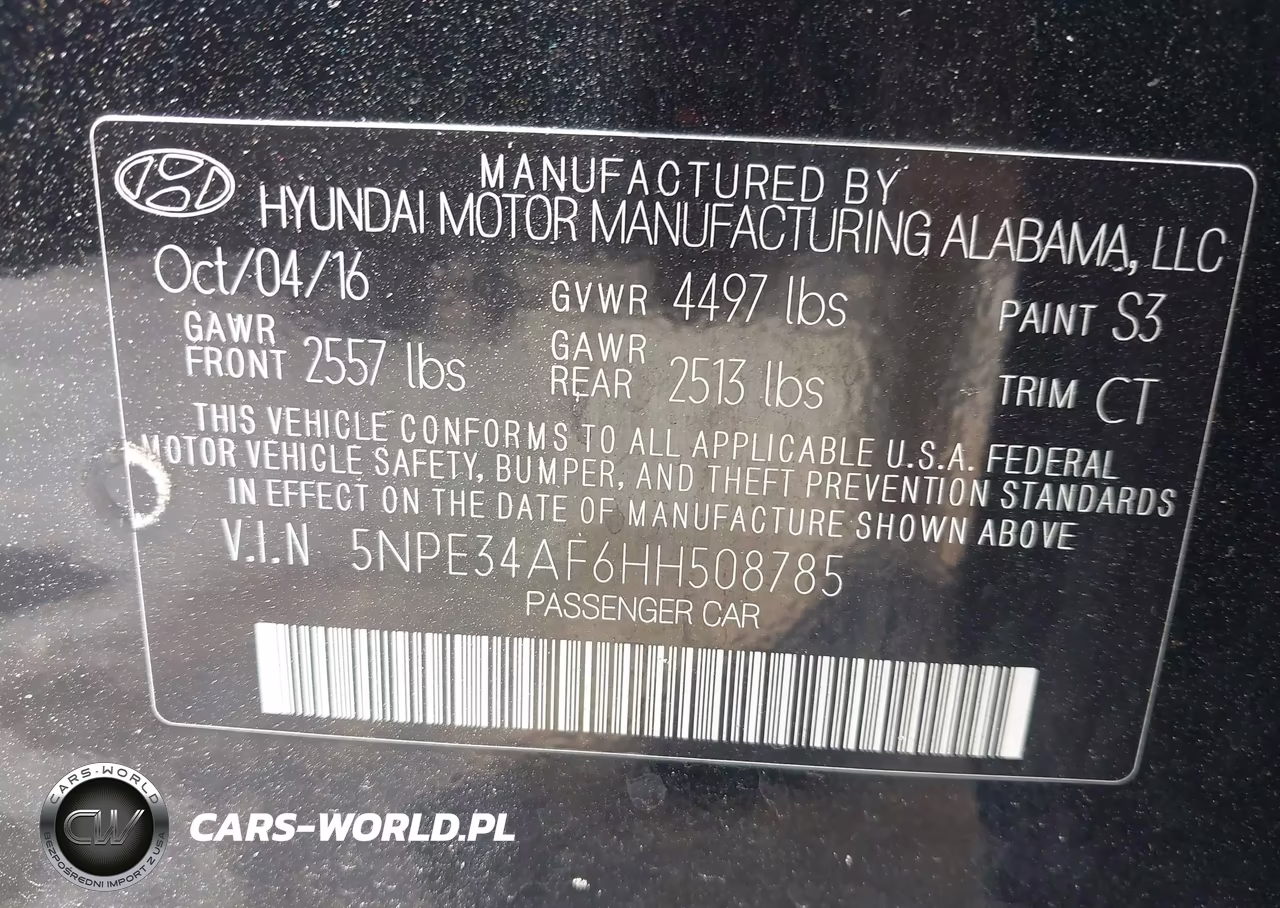 2017 Hyundai Sonata Sport VIN:5NPE34AF6HH508785 - 9