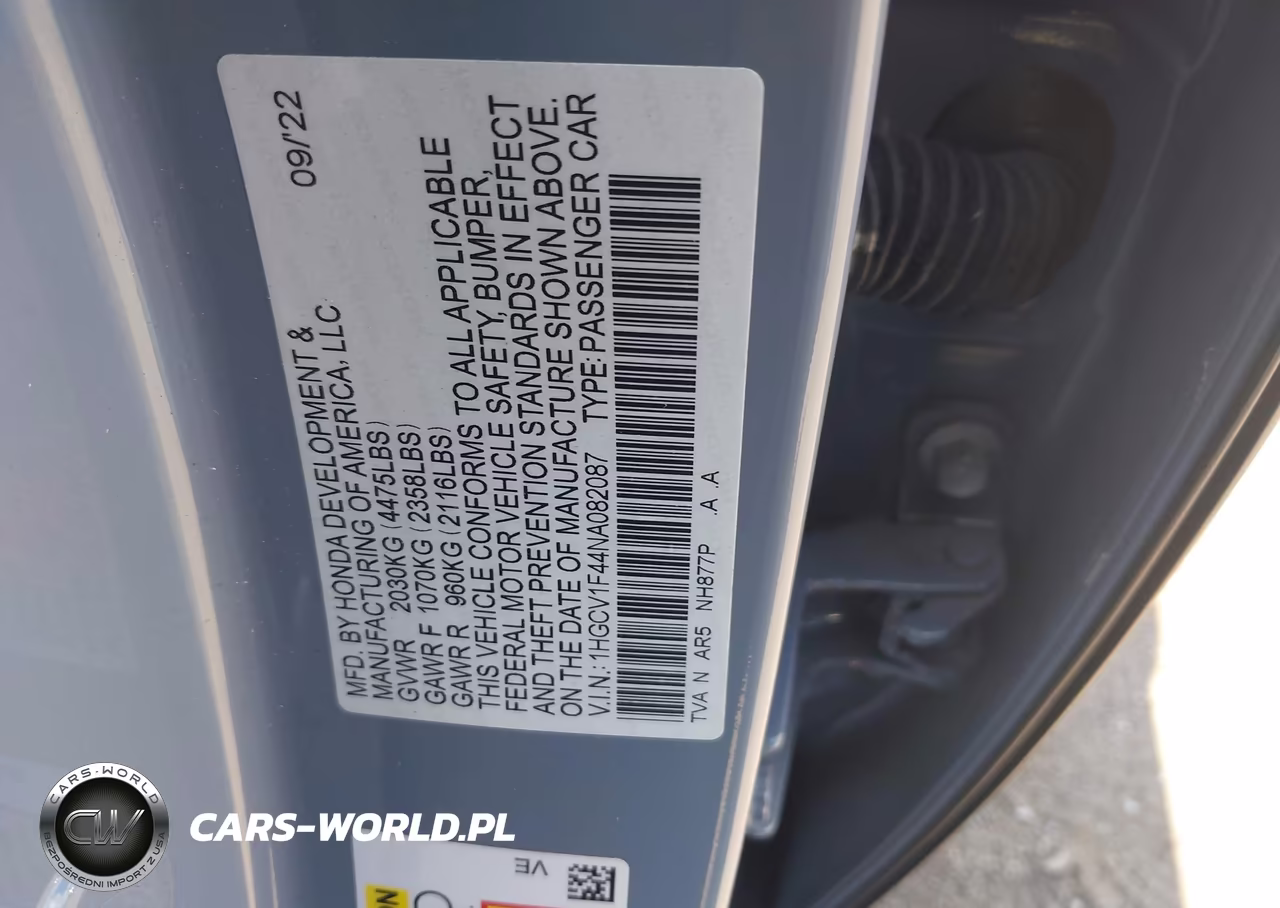 2022 Honda Accord Sport Special Edition VIN:1HGCV1F44NA082087 - 9