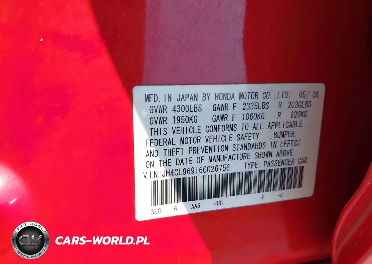 2006 Acura Tsx VIN:JH4CL96916C026756 - 9