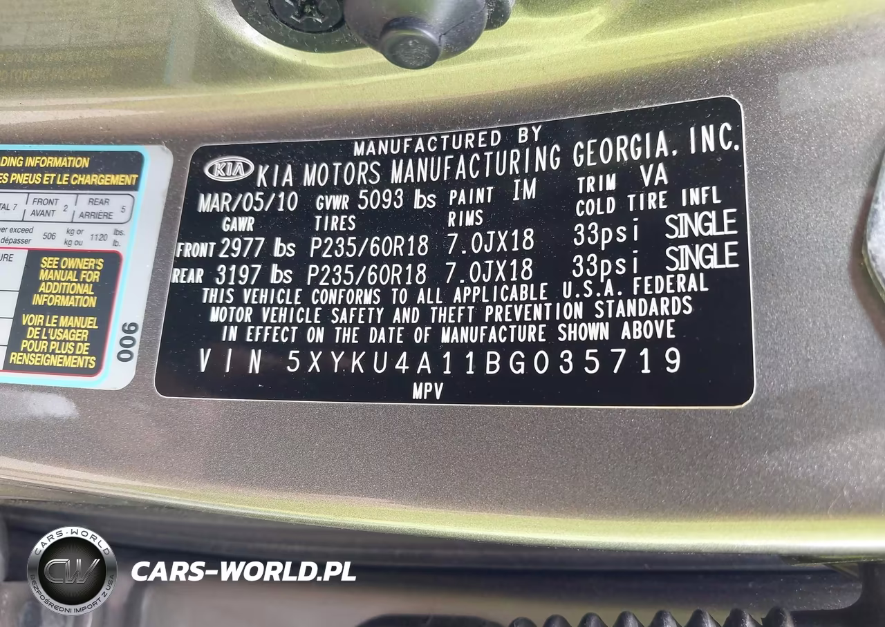 2011 Kia Sorento Ex VIN:5XYKU4A11BG035719 - 9
