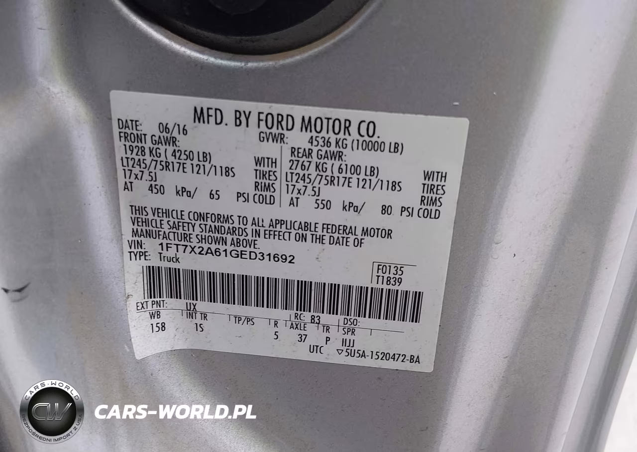 2016 Ford F-250 Xl VIN:1FT7X2A61GED31692 - 9