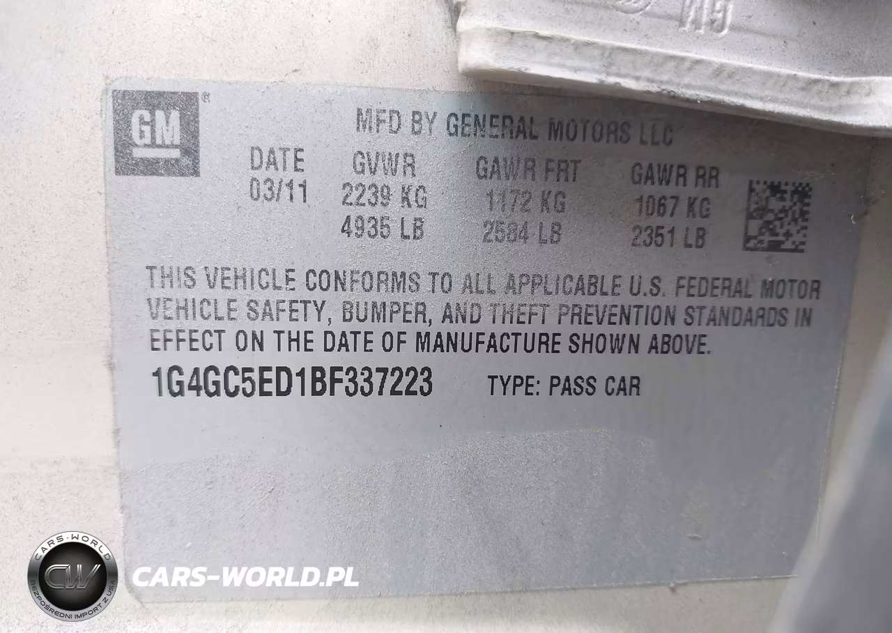 2011 Buick Lacrosse Cxl VIN:1G4GC5ED1BF337223 - 9