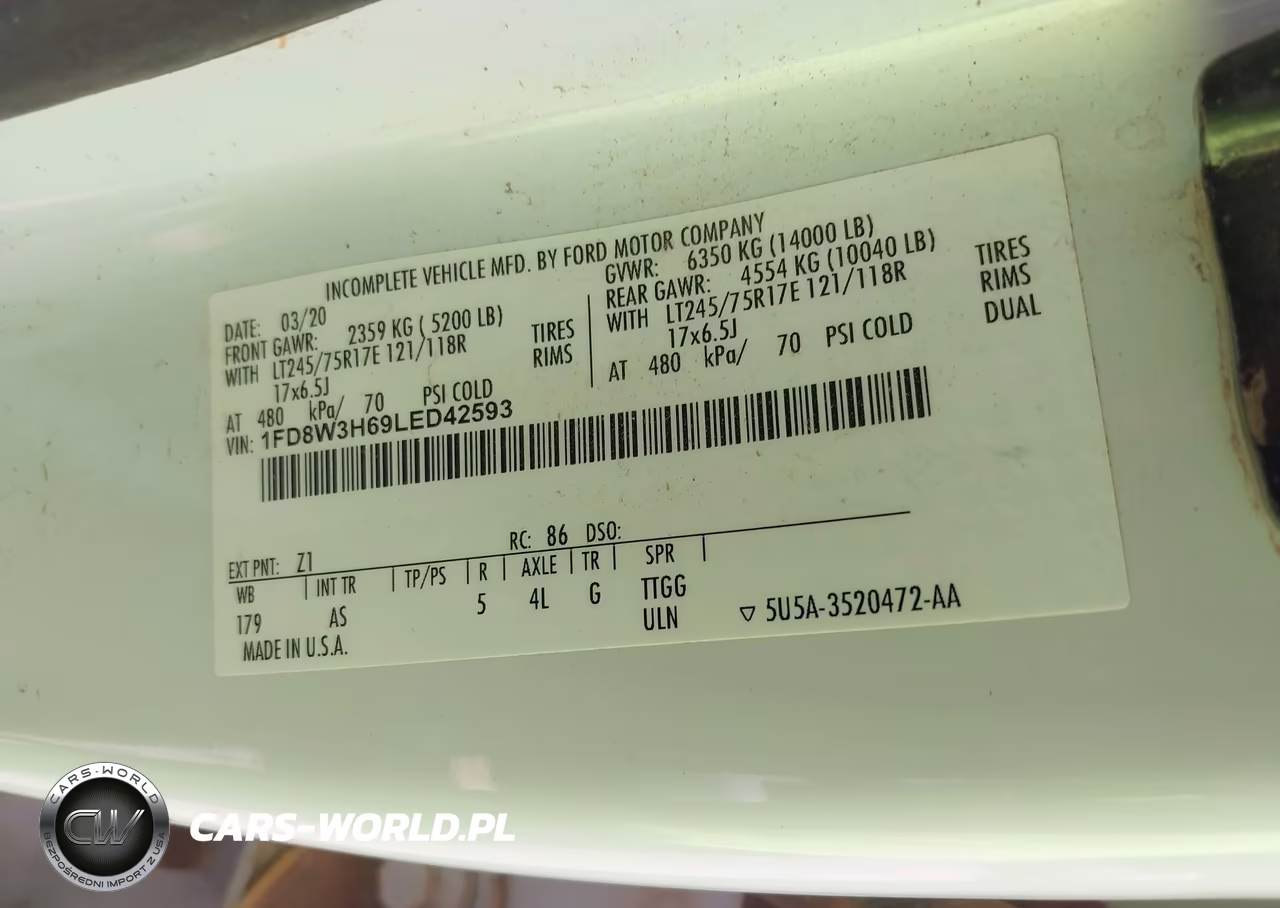 2020 Ford F-350 Chassis Xl VIN:1FD8W3H69LED42593 - 9