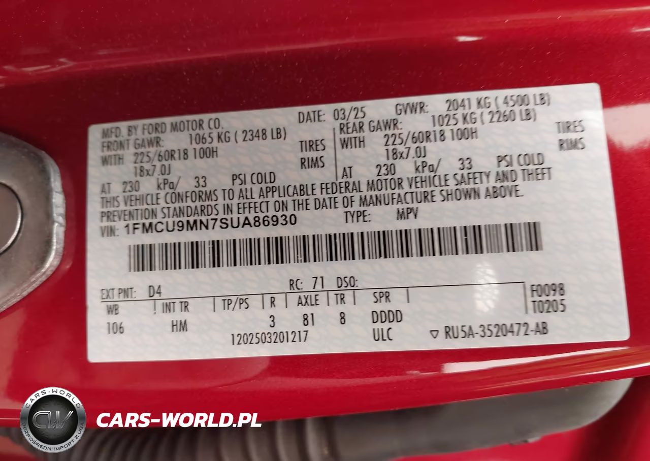 2025 Ford Escape St-Line VIN:1FMCU9MN7SUA86930 - 9