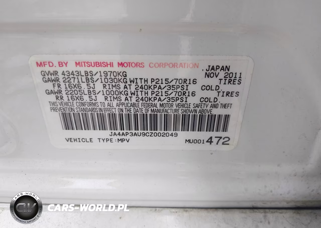 2012 Mitsubishi Outlander Sport Es VIN:JA4AP3AU9CZ002049 - 9