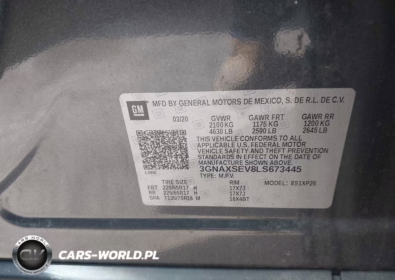 2020 Chevrolet Equinox Awd Ls VIN:3GNAXSEV8LS673445 - 9