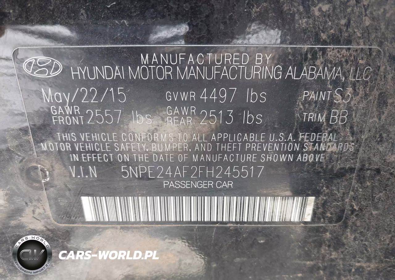 2015 Hyundai Sonata Se VIN:5NPE24AF2FH245517 - 9
