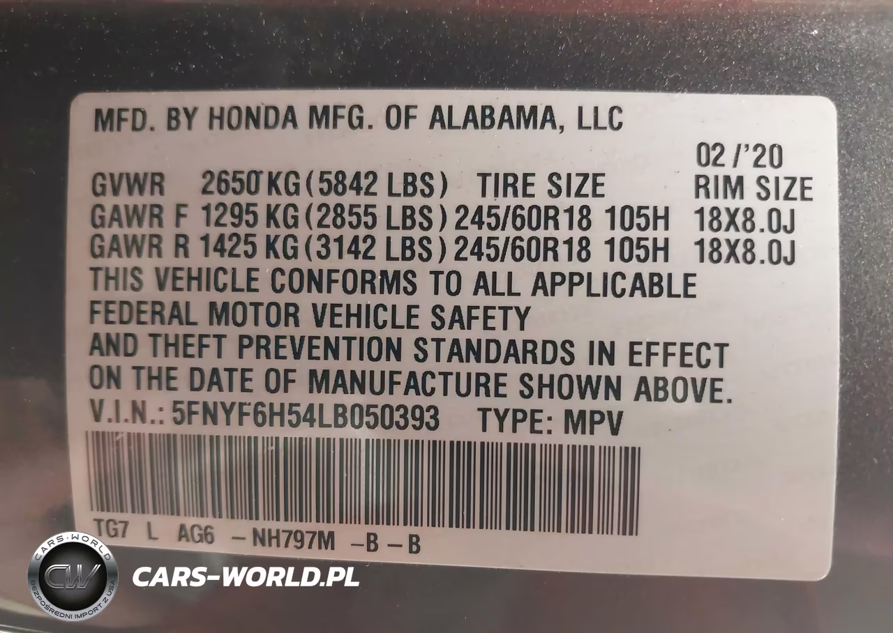 2020 Honda Pilot Awd Ex-L VIN:5FNYF6H54LB050393 - 9