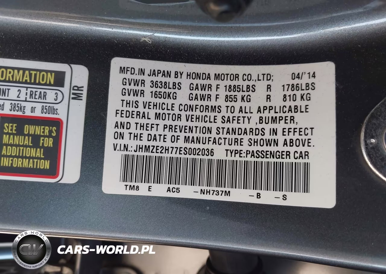 2014 Honda Insight Ex VIN:JHMZE2H77ES002036 - 9