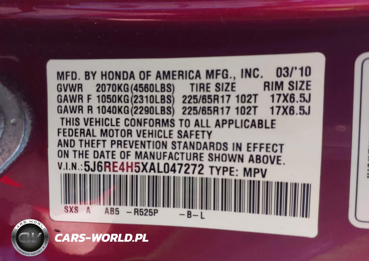 2010 Honda Cr-V Ex VIN:5J6RE4H5XAL047272 - 9