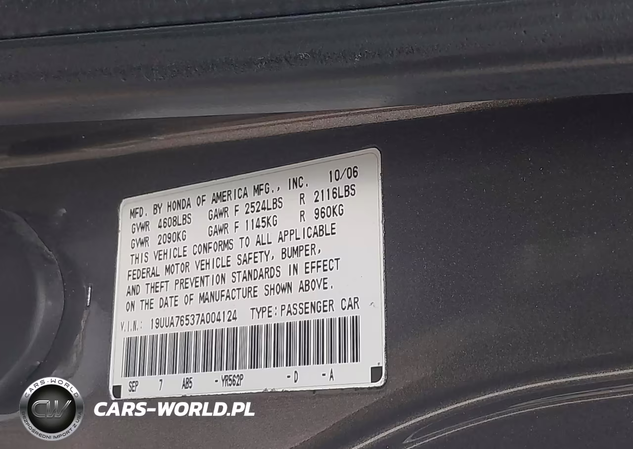 2007 Acura Tl Type S VIN:19UUA76537A004124 - 9