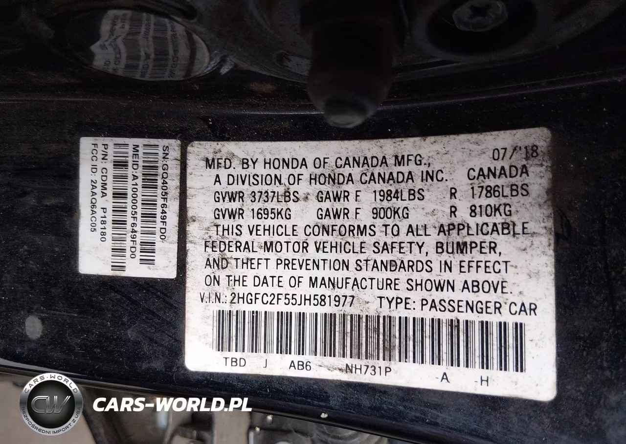 2018 Honda Civic Lx VIN:2HGFC2F55JH581977 - 9