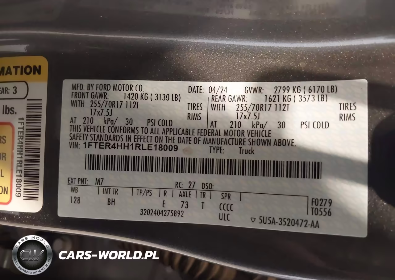 2024 Ford Ranger Xlt VIN:1FTER4HH1RLE18009 - 9