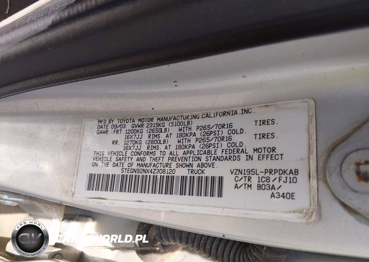 2004 Toyota Tacoma Prerunner V6 VIN:5TEGN92NX4Z308120 - 9