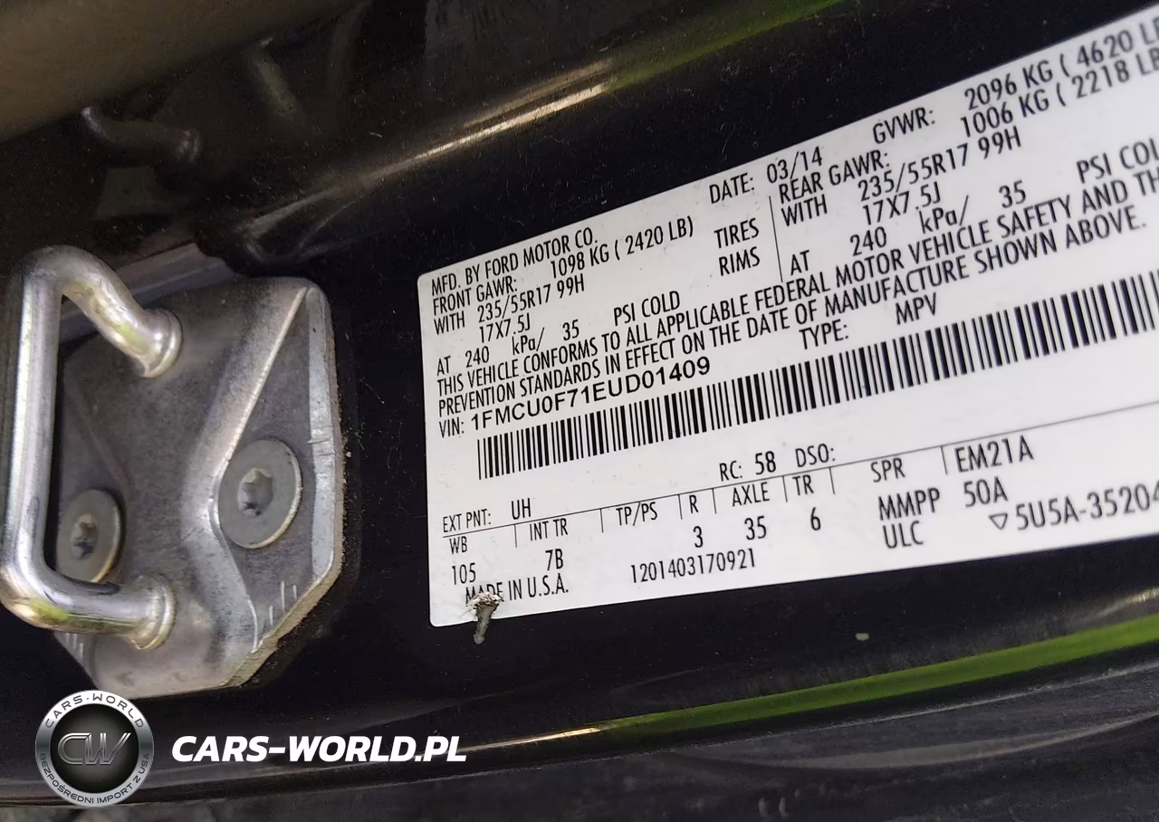 2014 Ford Escape S VIN:1FMCU0F71EUD01409 - 9