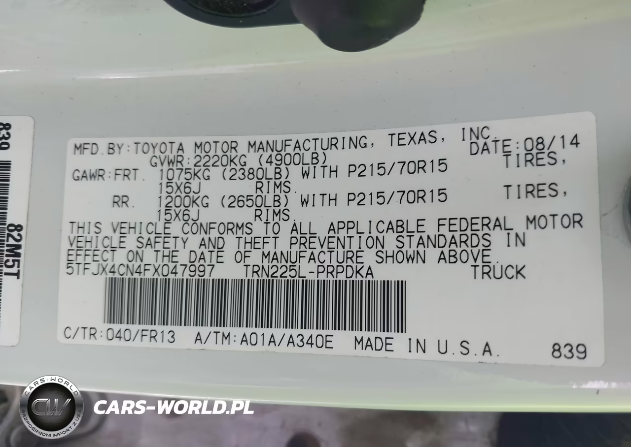 2015 Toyota Tacoma VIN:5TFJX4CN4FX047997 - 9