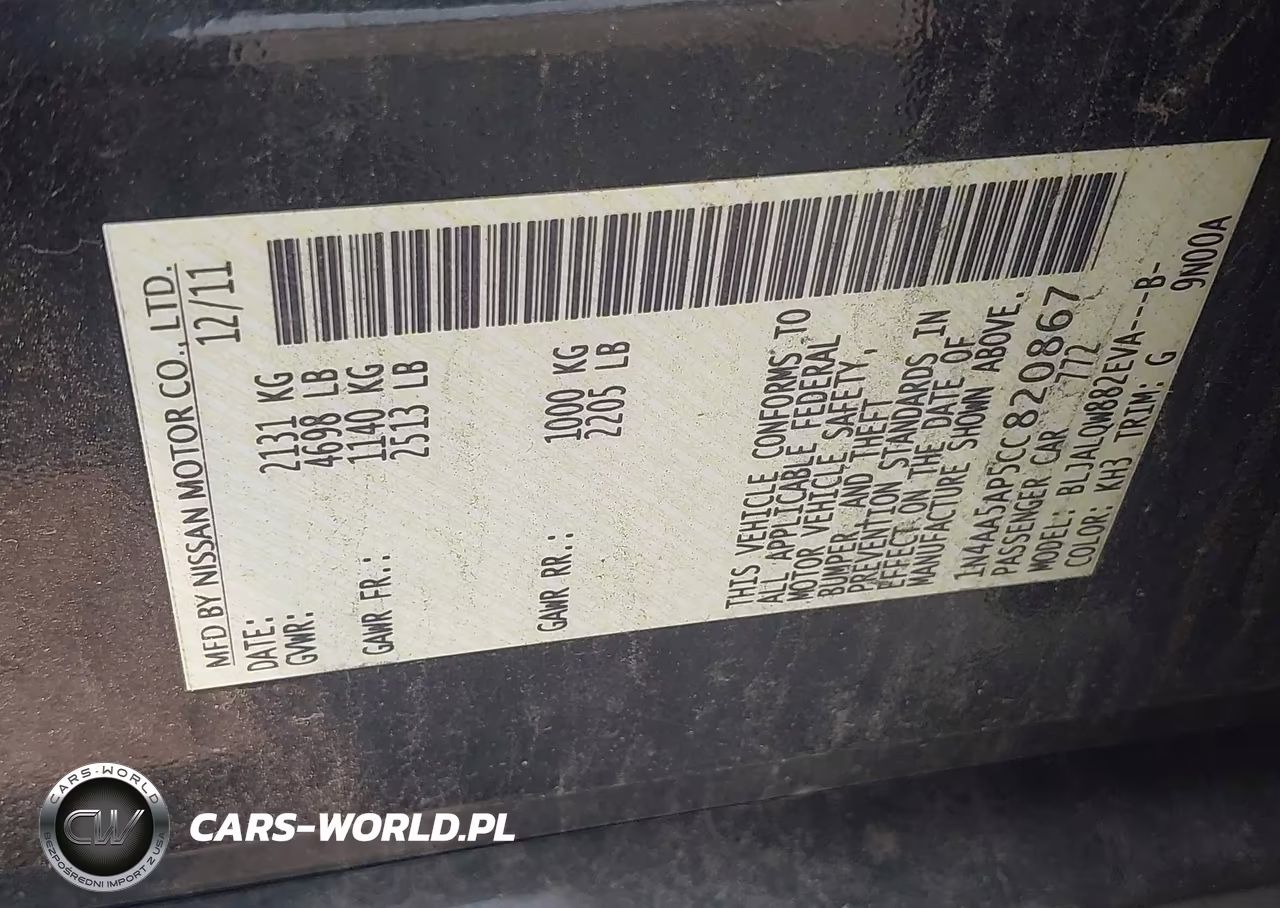 2012 Nissan Maxima 3.5 S VIN:1N4AA5AP5CC820867 - 9