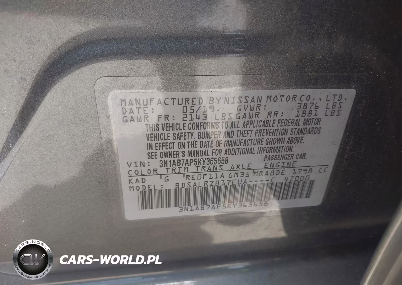 2019 Nissan Sentra Sr VIN:3N1AB7AP5KY365658 - 9