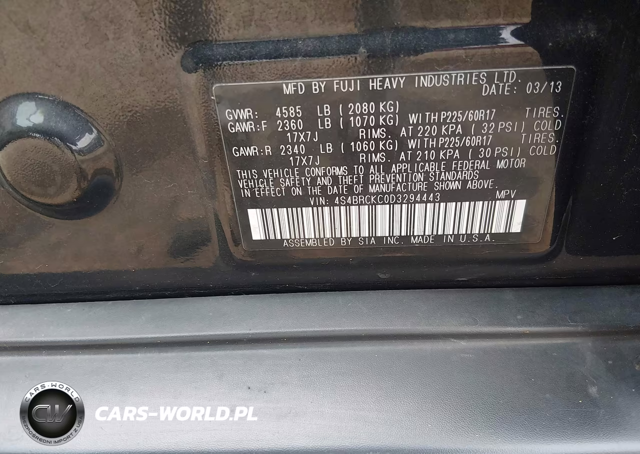 2013 Subaru Outback 2.5I Limited VIN:4S4BRCKC0D3294443 - 9