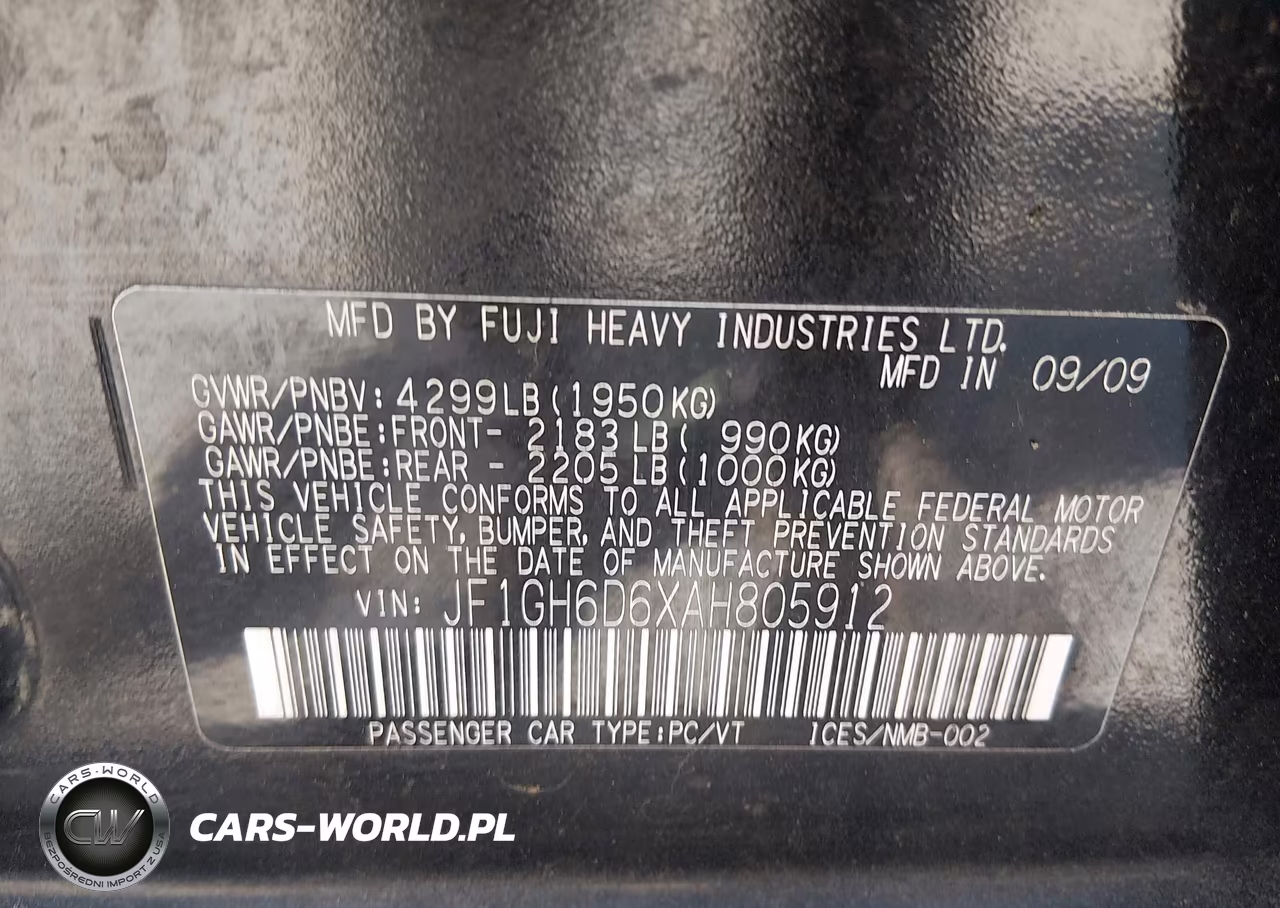 2010 Subaru Impreza Outback Sport VIN:JF1GH6D6XAH805912 - 9