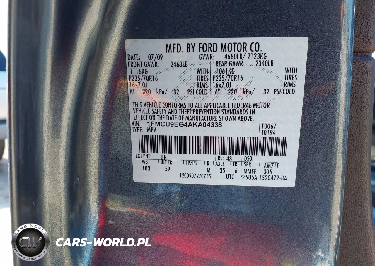 2010 Ford Escape Limited VIN:1FMCU9EG4AKA04338 - 9