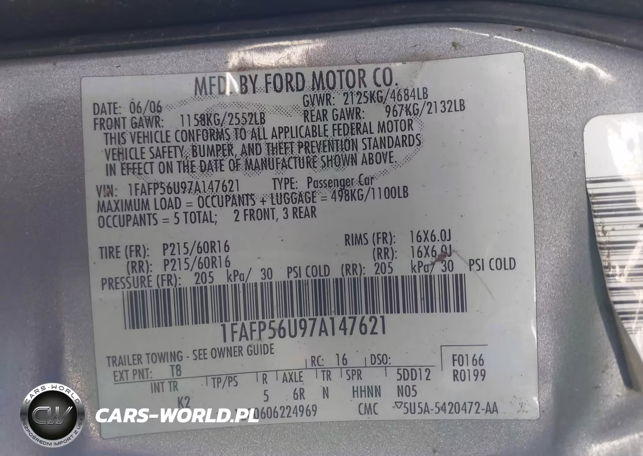 2007 Ford Taurus Sel VIN:1FAFP56U97A147621 - 9