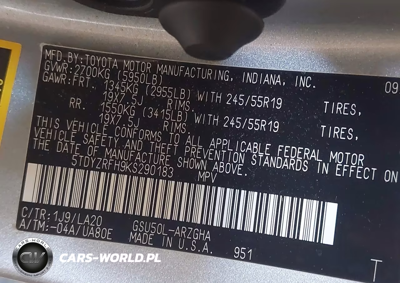 2019 Toyota Highlander Limited VIN:5TDYZRFH9KS290183 - 9
