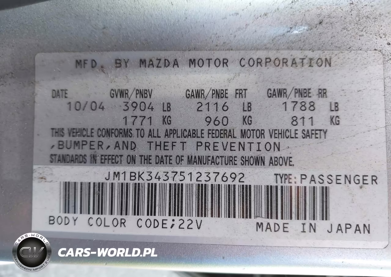 2005 Mazda Mazda3 S VIN:JM1BK343751237692 - 9