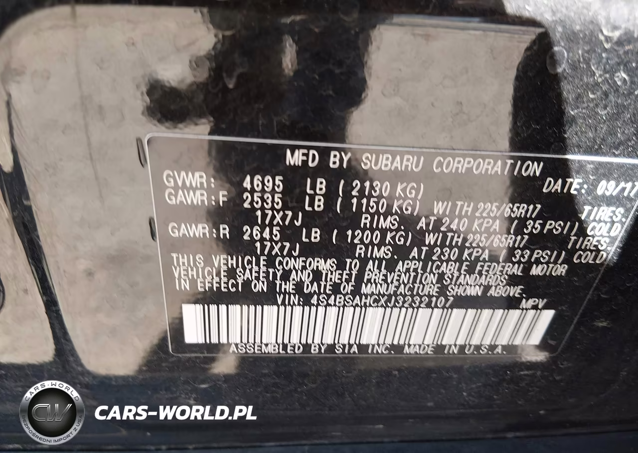 2018 Subaru Outback 2.5I Premium VIN:4S4BSAHCXJ3232107 - 9