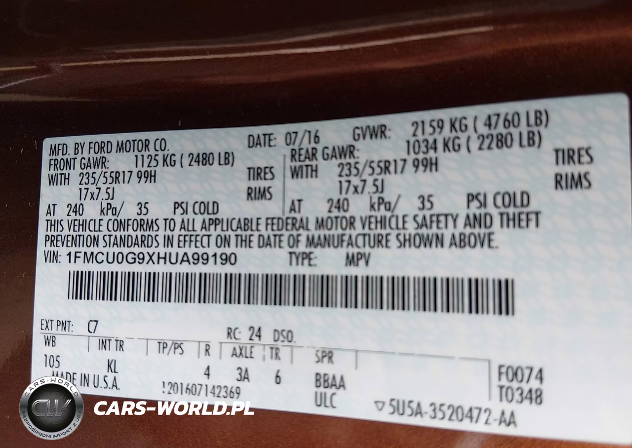 2017 Ford Escape Se VIN:1FMCU0G9XHUA99190 - 9