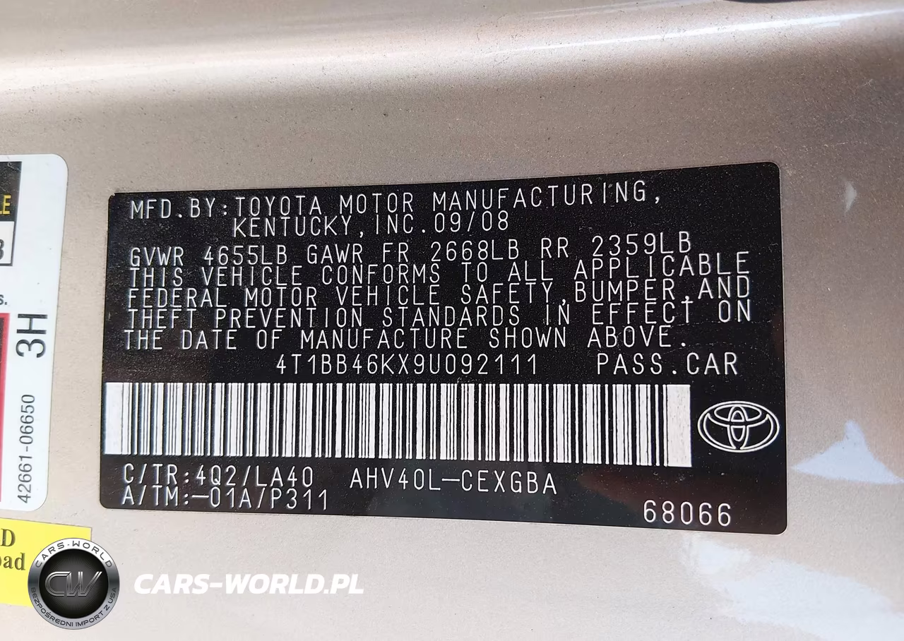2009 Toyota Camry Hybrid VIN:4T1BB46KX9U092111 - 9