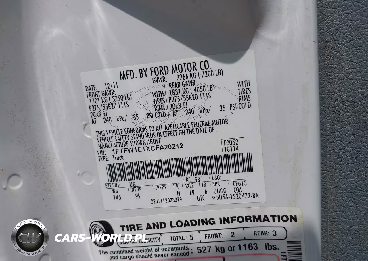 2012 Ford F-150 Platinum VIN:1FTFW1ETXCFA20212 - 9
