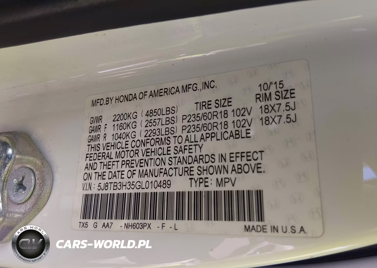 2016 Acura Rdx Acurawatch Plus Pkg VIN:5J8TB3H35GL010489 - 9