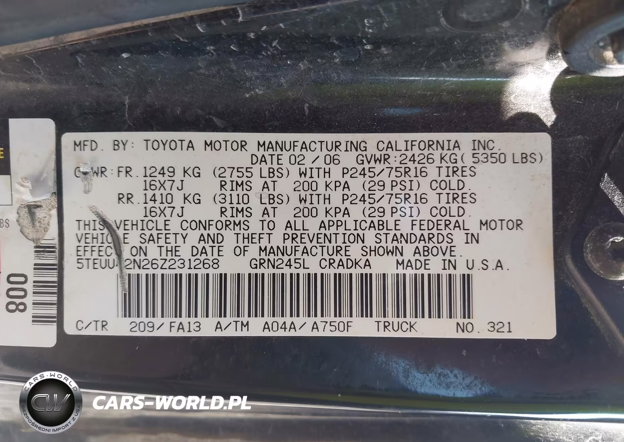 2006 Toyota Tacoma Base V6 VIN:5TEUU42N26Z231268 - 9