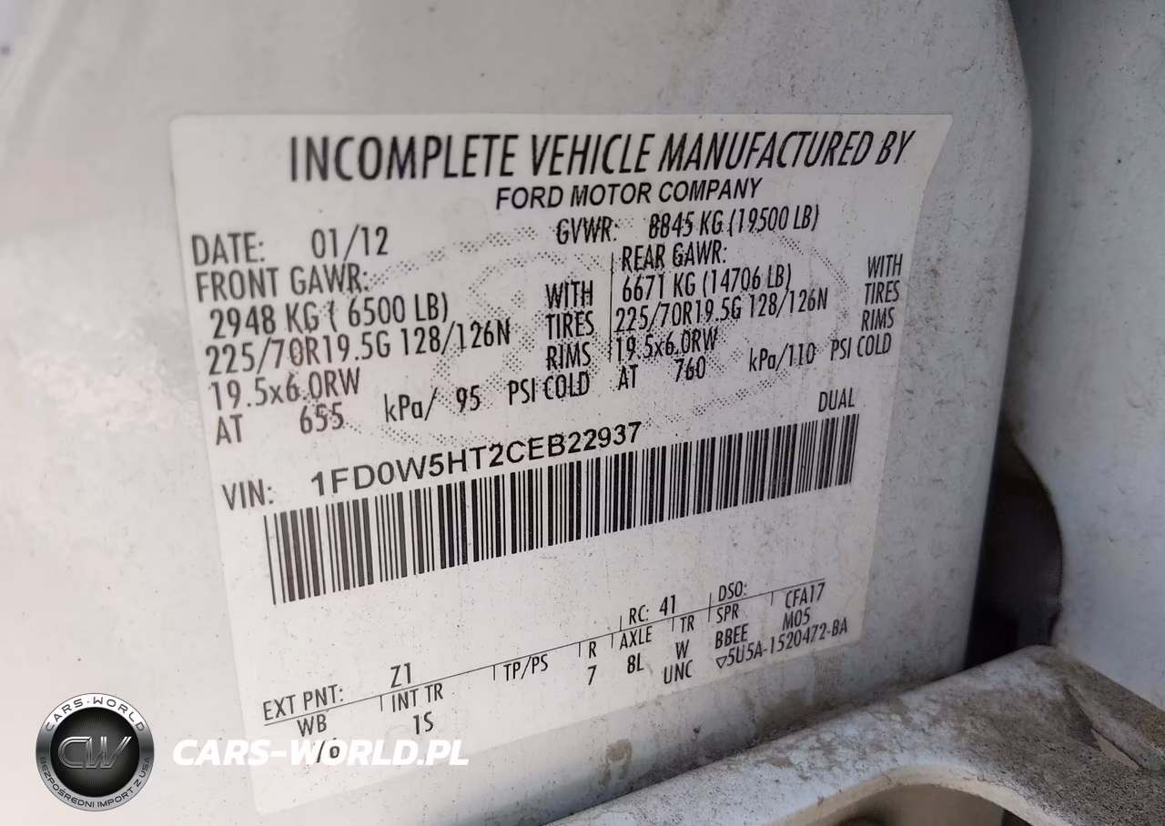 2012 Ford F-550 Chassis Xl VIN:1FD0W5HT2CEB22937 - 8