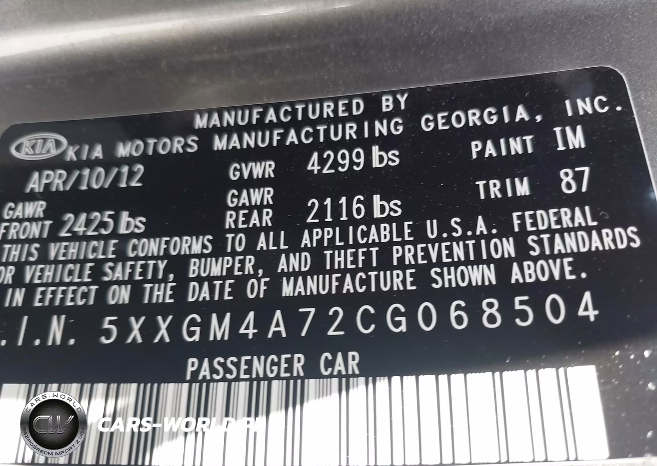 2012 Kia Optima Lx VIN:5XXGM4A72CG068504 - 9