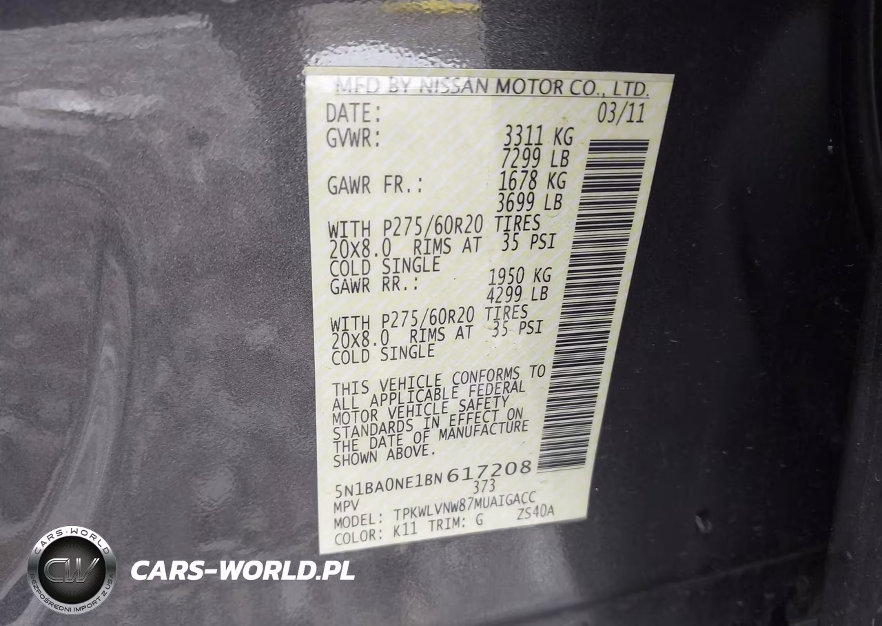 2011 Nissan Armada Platinum VIN:5N1BA0NE1BN617208 - 9