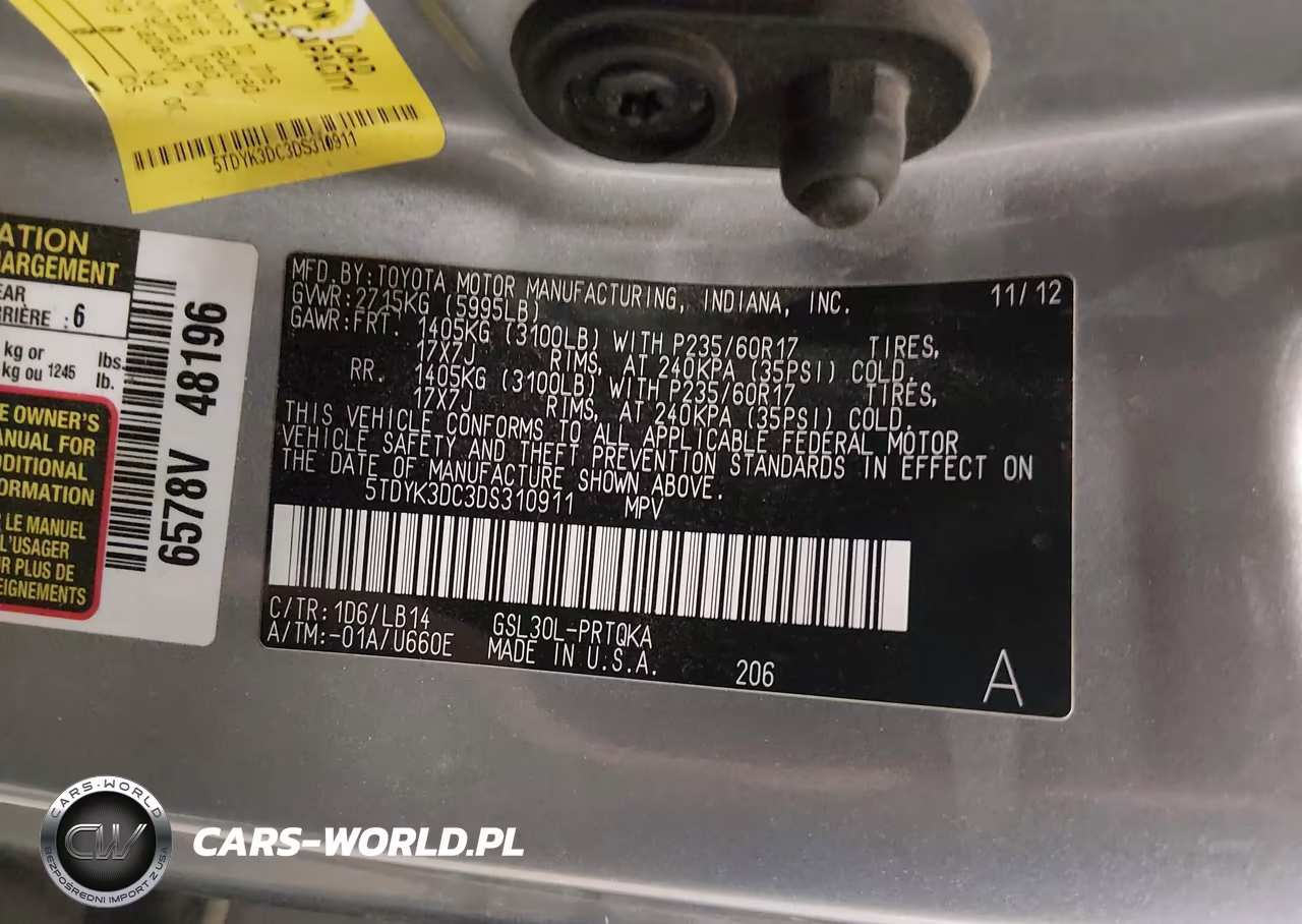 2013 Toyota Sienna Xle V6 8 Passenger VIN:5TDYK3DC3DS310911 - 9